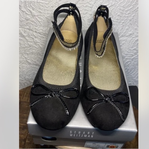 STUART Weitzman Girls Fannie Glow Rhinestone Designer Dress Flats Shoes, Size 2 - Picture 6 of 15